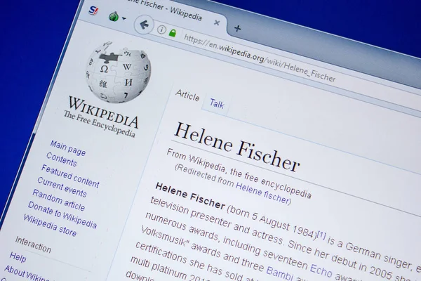 Ryazan Rusia Juli 2018 Halaman Wikipedia Tentang Helene Fischer — Stok Foto