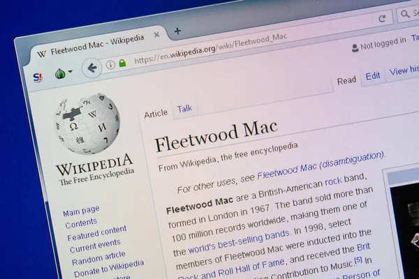 Ryazan Russland Juli 2018 Seite Auf Wikipedia Über Fleetwood Mac — Stockfoto