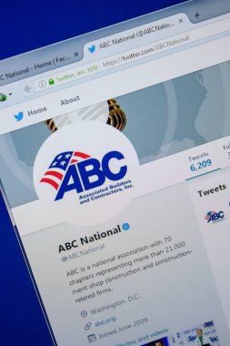 Ryazan, Rusya - 11 Temmuz 2018: Twitter, Abc Ulusal web sitesi Pc ekranda