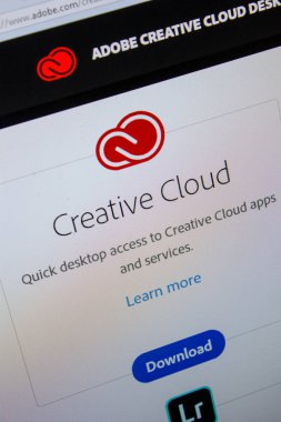 Ryazan, Rusya - 11 Temmuz 2018: Adobe yaratıcı bulut, yazılım logo Adobe resmi web sitesi