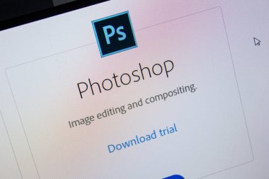 Ryazan, Rusya - 11 Temmuz 2018: Adobe Photoshop, Adobe resmi web sitesi üzerinde yazılım logo