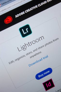 Ryazan, Rusya - 11 Temmuz 2018: Adobe Lightroom, yazılım logo Adobe resmi web sitesi