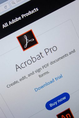 Ryazan, Rusya - 11 Temmuz 2018: Adobe Acrobat Pro, Adobe resmi web sitesi üzerinde yazılım logo