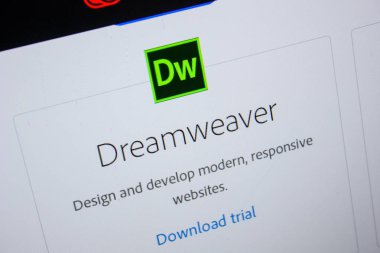 Ryazan, Rusya - 11 Temmuz 2018: Adobe Dreamweaver, yazılım logo Adobe resmi web sitesi