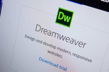 Ryazan, Rusya - 11 Temmuz 2018: Adobe Dreamweaver, yazılım logo Adobe resmi web sitesi