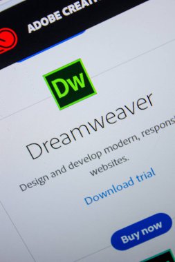 Ryazan, Rusya - 11 Temmuz 2018: Adobe Dreamweaver, yazılım logo Adobe resmi web sitesi