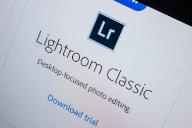 Ryazan, Rusya - 11 Temmuz 2018: Adobe Lightroom klasik, yazılım logo Adobe resmi web sitesi