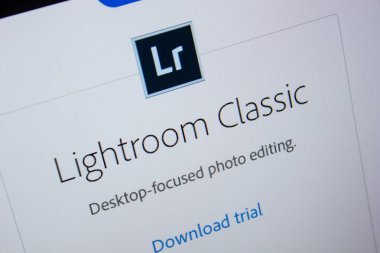 Ryazan, Rusya - 11 Temmuz 2018: Adobe Lightroom klasik, yazılım logo Adobe resmi web sitesi