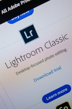 Ryazan, Rusya - 11 Temmuz 2018: Adobe Lightroom klasik, yazılım logo Adobe resmi web sitesi