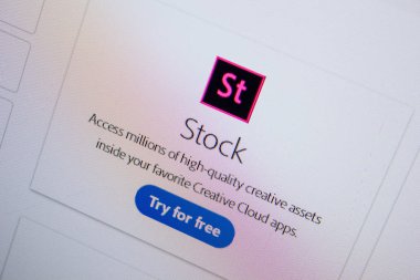 Ryazan, Rusya - 11 Temmuz 2018: Adobe Stock, yazılım logo Adobe resmi web sitesi