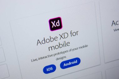 Ryazan, Rusya - 11 Temmuz 2018: Adobe Xd mobil, yazılım logosu olup Adobe resmi web sitesi