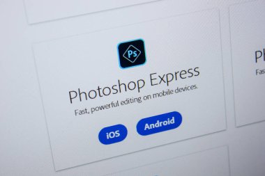 Ryazan, Rusya - 11 Temmuz 2018: Adobe Photoshop Express, yazılım logo Adobe resmi web sitesi