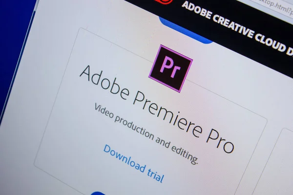 Ryazan, Rusya - 11 Temmuz 2018: Adobe Premiere Pro, Adobe resmi web sitesi üzerinde yazılım logo