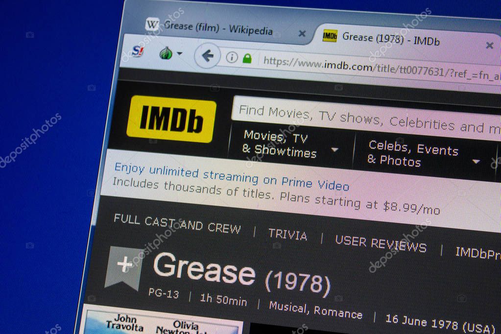 Ryazan, Russia - July 08, 2018: Imdb.com website on the display of PC