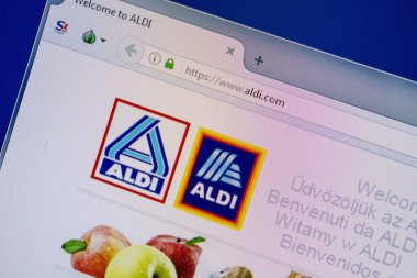 Ryazan, Rusya - 11 Temmuz 2018: Aldi.com Web sitesi Pc ekranda
