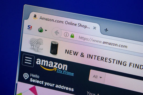 Ryazan, Rusya - 11 Temmuz 2018: Amazon.com Web sitesi Pc ekranda