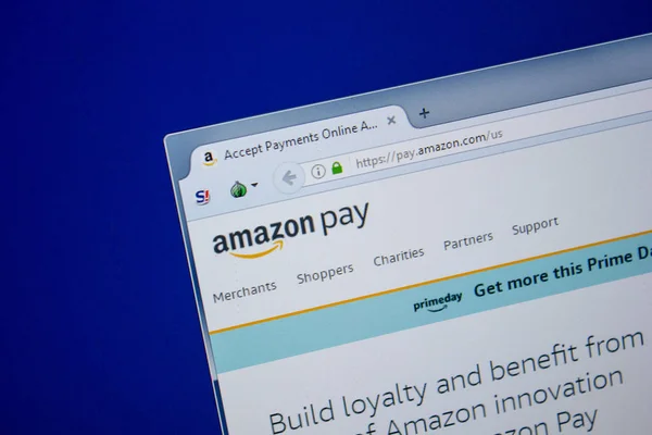 Ryazan Rusya Temmuz 2018 Pay Amazon Com Web Sitesi Ekranda — Stok fotoğraf