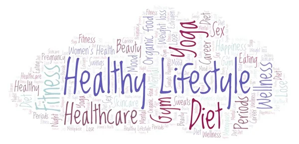 Healthy Lifestyle word cloud - illustration made with text only.
