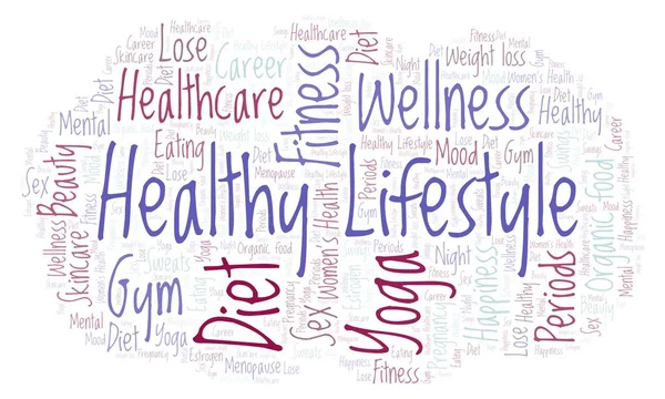 Healthy Lifestyle Word Cloud Ilustrație Făcută Numai Text — Fotografie, imagine de stoc