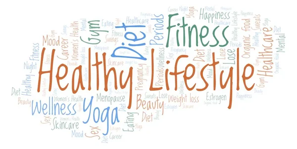 Healthy Lifestyle word cloud - illustration made with text only.