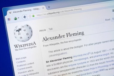 Ryazan, Rusya - 19 Ağustos 2018: Vikipedi sayfa hakkında Alexander Fleming Pc ekranda