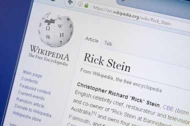 Ryazan, Rusya - 19 Ağustos 2018: Wikipedia sayfasında Pc görüntülenmesini Rick Stein hakkında