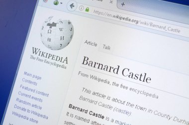 Ryazan, Rusya - 19 Ağustos 2018: Vikipedi sayfası Barnard Castle hakkında Pc ekranda