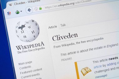 Ryazan, Rusya - 19 Ağustos 2018: Vikipedi sayfa hakkında Cliveden Pc ekranda