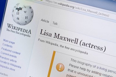 Ryazan, Rusya - 19 Ağustos 2018: Vikipedi sayfa hakkında Lisa Maxwell Pc ekranda