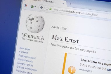 Ryazan, Rusya - 19 Ağustos 2018: Vikipedi sayfa hakkında Max Ernst Pc ekranda