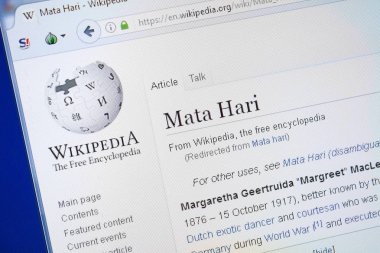 Ryazan, Rusya - 19 Ağustos 2018: Vikipedi sayfa hakkında Mata Hari Pc ekranda
