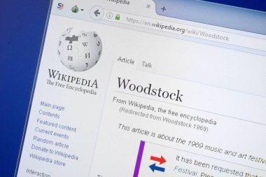 Ryazan, Rusya - 19 Ağustos 2018: Vikipedi sayfa hakkında Woodstock Pc ekranda