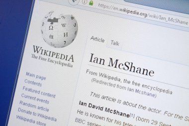 Ryazan, Rusya - 19 Ağustos 2018: Vikipedi sayfa hakkında Ian Mcshane Pc ekranda