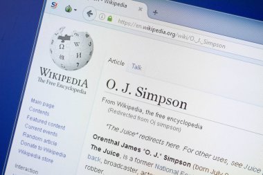 Ryazan, Rusya - 19 Ağustos 2018: Vikipedi sayfa hakkında Oj Simpson Pc ekranda