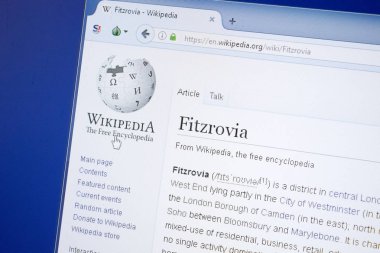 Ryazan, Rusya - 19 Ağustos 2018: Vikipedi sayfa hakkında Fitzrovia Pc ekranda