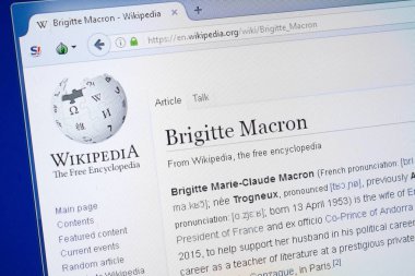 Ryazan, Rusya - 19 Ağustos 2018: Vikipedi sayfa hakkında Brigitte Macron Pc ekranda