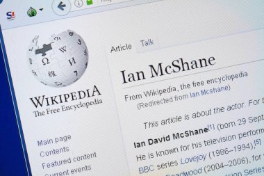 Ryazan, Rusya - 19 Ağustos 2018: Vikipedi sayfa hakkında Ian Mcshane Pc ekranda