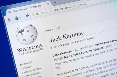 Ryazan, Rusya - 19 Ağustos 2018: Vikipedi sayfa hakkında Jack Kerouac Pc ekranda