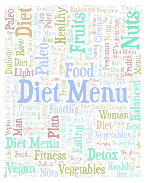 Diet Menu Vertical Shape Word Cloud Illustration Made Text Only — Stock Photo, Image