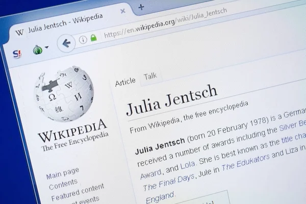 Ryazan Russland August 2018 Wikipedia Seite Über Julia Jentsch Auf — Stockfoto