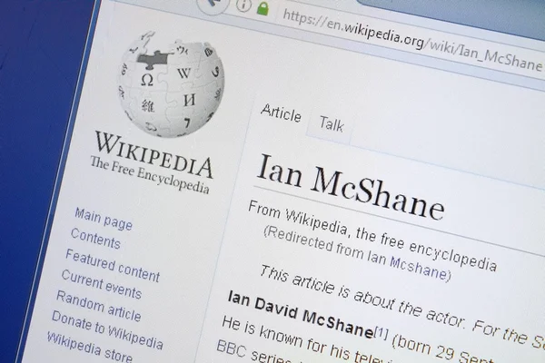 Ryazan, Rusya - 19 Ağustos 2018: Vikipedi sayfa hakkında Ian Mcshane Pc ekranda