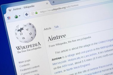 Ryazan, Rusya - 19 Ağustos 2018: Vikipedi sayfa hakkında Aintree Pc ekranda