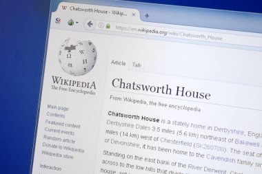 Ryazan, Rusya - 19 Ağustos 2018: Vikipedi sayfa hakkında Chatsworth House Pc ekranda