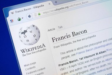 Ryazan, Rusya - 19 Ağustos 2018: Vikipedi sayfa hakkında Francis Bacon Pc ekranda