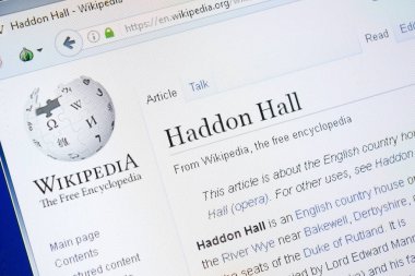 Ryazan, Rusya - 28 Ağustos 2018: Vikipedi sayfa hakkında Haddon Hall Pc ekranda.