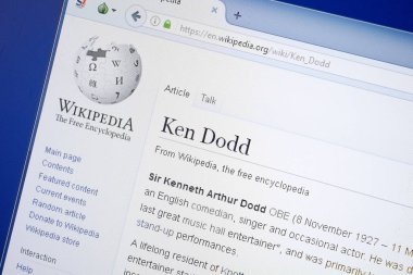 Ryazan, Rusya - 19 Ağustos 2018: Vikipedi sayfa hakkında Ken Dodd Pc ekranda