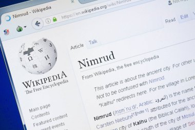 Ryazan, Rusya - 28 Ağustos 2018: Vikipedi sayfa hakkında Nimrud Pc ekranda.