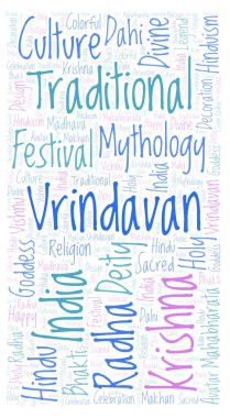 Harfler ve sadece kelime Vrindavan Wordcloud dikdörtgen şeklinde yapılmış.