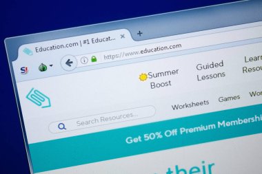 Ryazan, Rusya - 26 Ağustos 2018: Eğitim ana web sitesi Pc. Url - Education.com görüntüleme