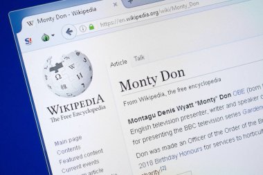 Ryazan, Rusya - 19 Ağustos 2018: Vikipedi sayfa hakkında Monty Don Pc ekranda